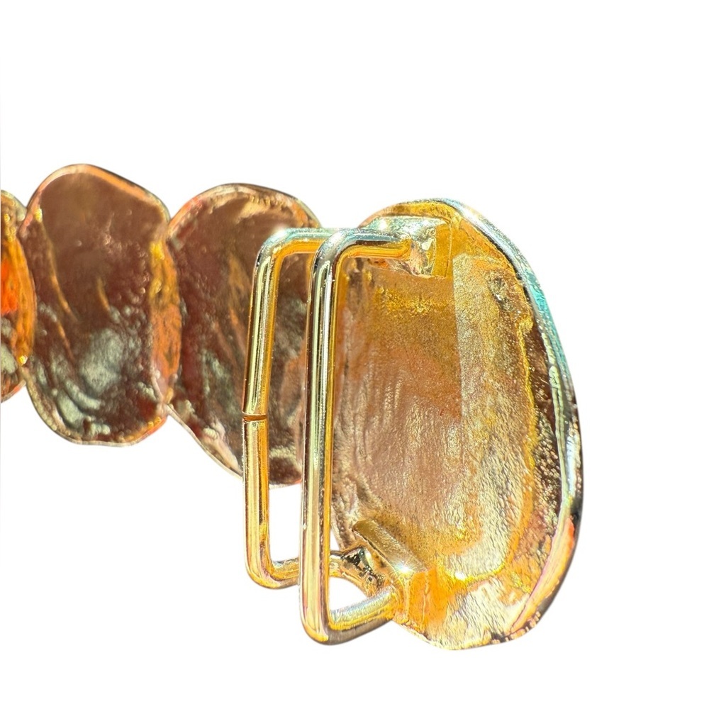 Vintage Accessocraft NYC Gold Hammered Disc Belt Front / Centerpiece 9” — 1970s - Picture 8 of 9
